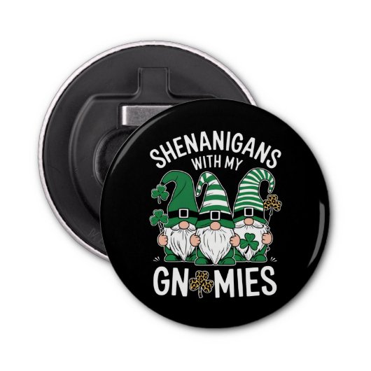 St Patricks Day Lucky Kleeblatt Leopard Gnomes Flaschenöffner (Vorderseite)