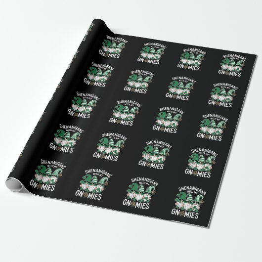 St Patricks Day Lucky Kleeblatt Leopard Gnomes Geschenkpapier (Ungerollt)