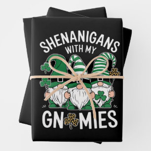 St Patricks Day Lucky Kleeblatt Leopard Gnomes Geschenkpapier Set