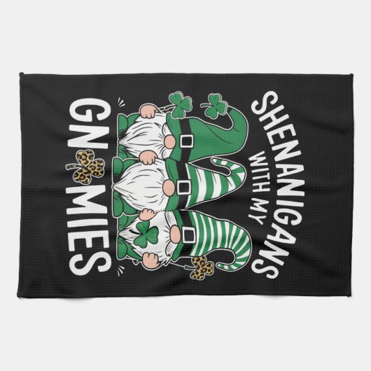 St Patricks Day Lucky Kleeblatt Leopard Gnomes Geschirrtuch (Horizontal)
