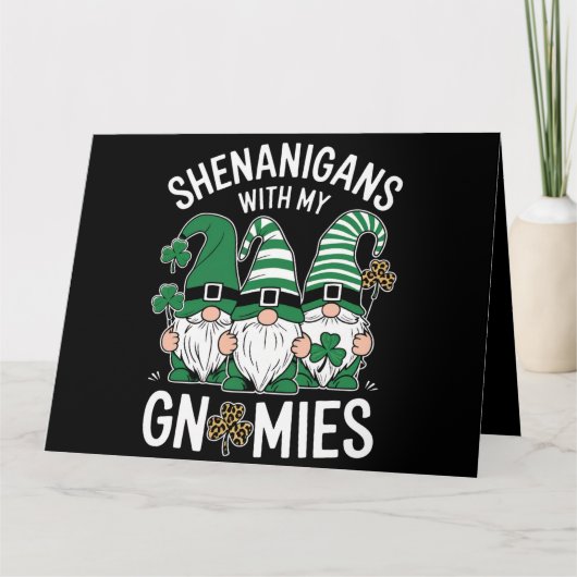 St Patricks Day Lucky Kleeblatt Leopard Gnomes Karte (Vorderseite)