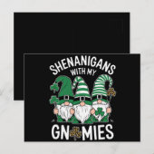 St Patricks Day Lucky Kleeblatt Leopard Gnomes Postkarte (Vorne/Hinten)