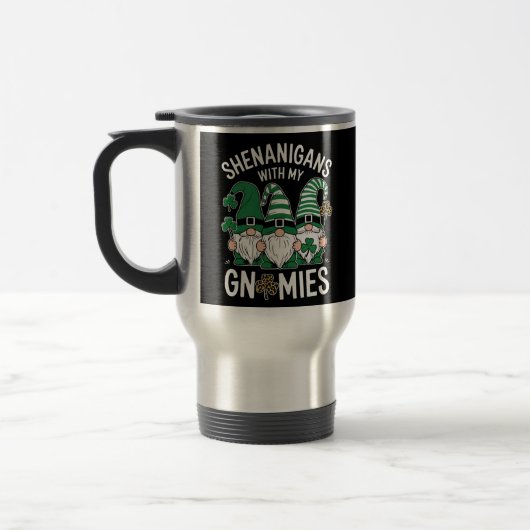 St Patricks Day Lucky Kleeblatt Leopard Gnomes Reisebecher (Links)