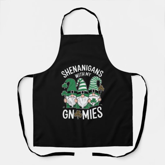 St Patricks Day Lucky Kleeblatt Leopard Gnomes Schürze (Vorderseite)