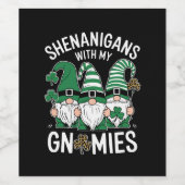 St Patricks Day Lucky Kleeblatt Leopard Gnomes Weinetikett (Einzelnes Label)