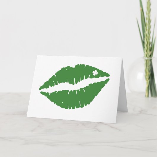 St. Patrick's Day Lucky Kleeblatt Lips Il Karte (Vorderseite)