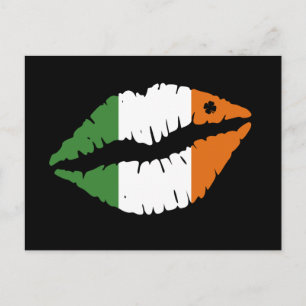 St. Patrick's Day Lucky Kleeblatt Lips Il Postkarte