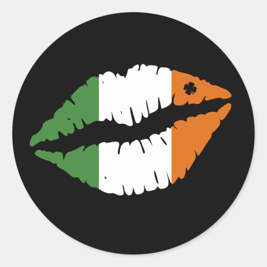 St. Patrick's Day Lucky Kleeblatt Lips Il Runder Aufkleber (Vorderseite)
