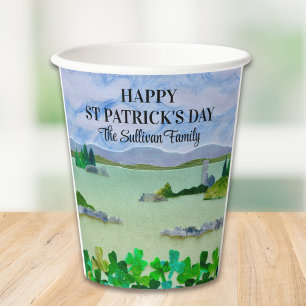 St Patrick's Day Lucky Kleeblatt Personalisiert Pappbecher