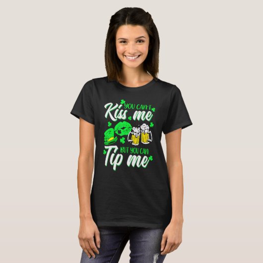 St Patrick's Day Lucky Kleeblatt Waitress Barkeepe T-Shirt (Vorne ganz)
