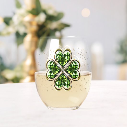 St. Patrick's Day Lucky Kleeblatts Weinglas Ohne Stiel (Insitu (Hochzeit))
