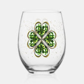 St. Patrick's Day Lucky Kleeblatts Weinglas Ohne Stiel (Vorderseite)