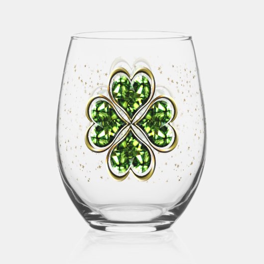 St. Patrick's Day Lucky Kleeblatts Weinglas Ohne Stiel (Vorderseite)