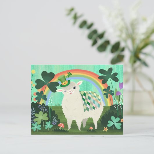 St. Patrick's Day Lucky Lamb Postkarte (Stehend Vorderseite)
