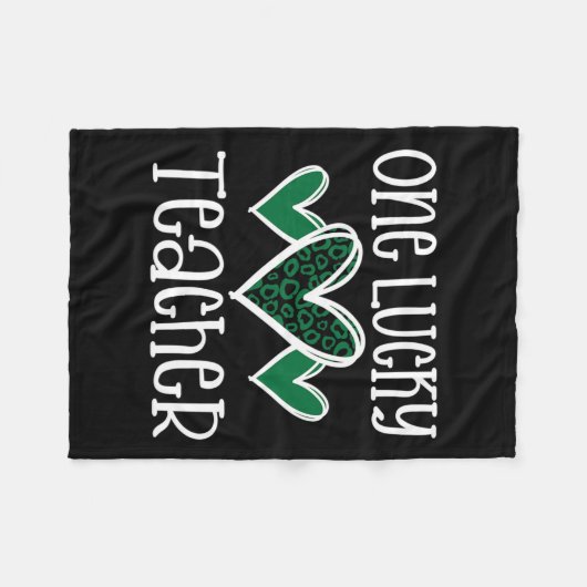St. Patricks Day Lucky Lehrer Leopard Print Heart Fleecedecke (Vorderseite (Horizontal))