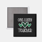 St. Patricks Day Lucky Lehrer Leopard Print Heart Magnet (Vorderseite/Rückseite)