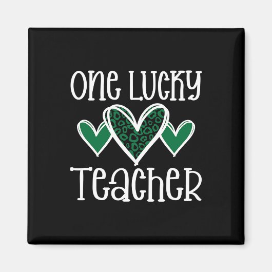St. Patricks Day Lucky Lehrer Leopard Print Heart Magnet (Vorne)