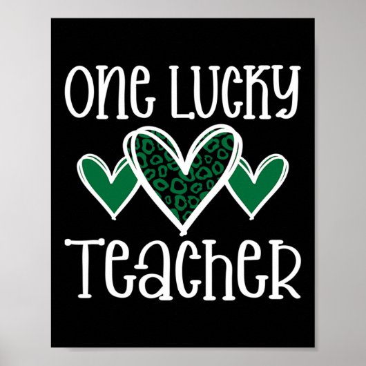St. Patricks Day Lucky Lehrer Leopard Print Heart Poster (Vorne)