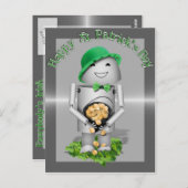 St. Patrick's Day Lucky Lil' Robo-x9 Postkarte (Vorne/Hinten)