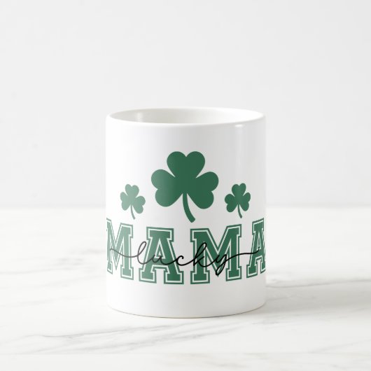 St. Patricks Day Lucky Mama mit grünen Clovers Kaffeetasse (Mittel)