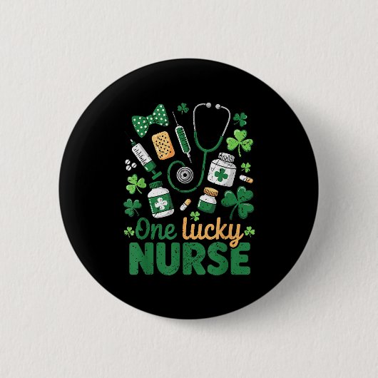 St Patricks Day Lucky Nurse Shamrock Medical Button (Vorderseite)
