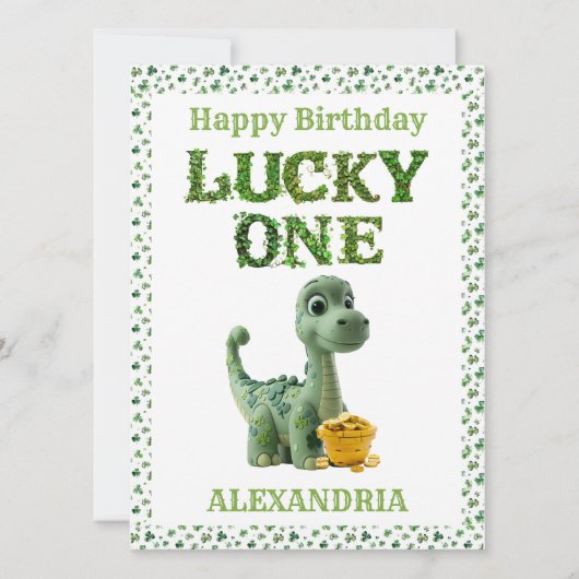 St Patrick's Day Lucky One Dinosaur Card (Vorderseite)