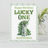 St Patrick's Day Lucky One Einhorn Card (Stehend Vorderseite)