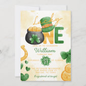 St Patricks Day Lucky ONE Einladung zum 1. Geburts (Vorderseite)