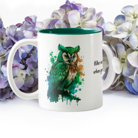 St. Patrick's Day Lucky Owl - Wer braucht Leprecha Zweifarbige Tasse