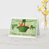 St. Patrick's Day Lucky Pig, Vintag Karte (Gelbe Blume)