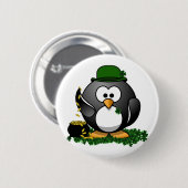 St. Patrick's Day Lucky Pinguin mit Pot Of Gold Button (Vorne & Hinten)