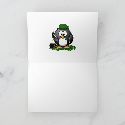 St. Patrick's Day Lucky Pinguin mit Pot Of Gold Karte (Innenseite)