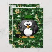 St. Patrick's Day Lucky Pinguin mit Pot Of Gold Postkarte (Vorne/Hinten)