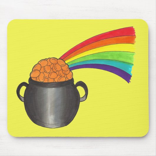 St Patrick's Day Lucky Pot of Gold Rainbow Irish Mousepad (Vorne)
