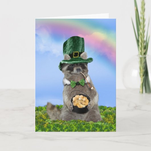 St Patrick's Day - Lucky Raccoon Karte (Vorderseite)