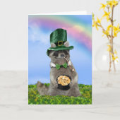 St Patrick's Day - Lucky Raccoon Karte (Gelbe Blume)