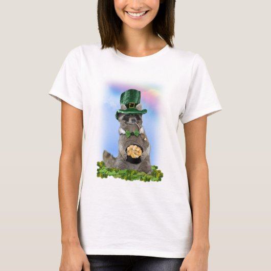 St Patrick's Day - Lucky Raccoon T-Shirt (Vorderseite)