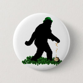 St Patrick's Day Lucky Sasquatch Button