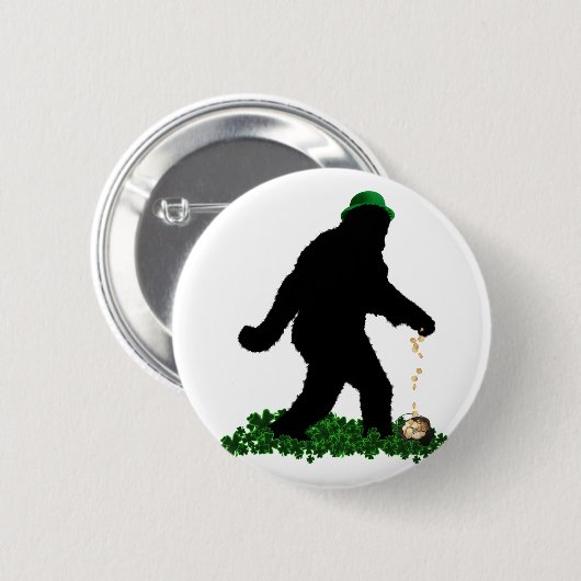 St Patrick's Day Lucky Sasquatch Button (Vorne & Hinten)