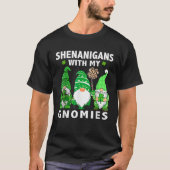 St Patricks Day Lucky Shamrock Leopard Gnomes Iris T-Shirt (Vorderseite)