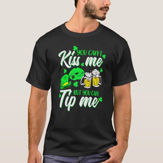 St Patrick's Day Lucky Shamrock Waitress Bartender T-Shirt (Vorderseite)