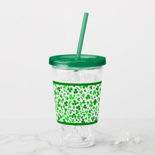 St Patrick's Day Lucky Shamrocks Confetti Acryltrinkbecher (Rückseite Ice)