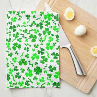 St Patrick's Day Lucky Shamrocks Confetti Pattern Geschirrtuch