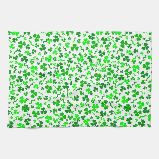 St Patrick's Day Lucky Shamrocks Confetti Pattern Geschirrtuch (Horizontal)
