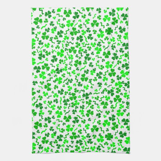 St Patrick's Day Lucky Shamrocks Confetti Pattern Geschirrtuch (Vertikal)