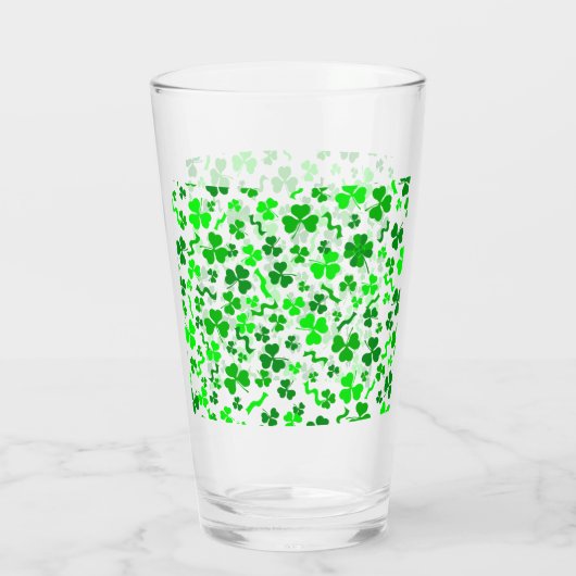 St Patrick's Day Lucky Shamrocks Confetti Pattern Glas (Rückseite)