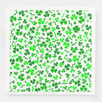 St Patrick's Day Lucky Shamrocks Confetti Pattern Serviette