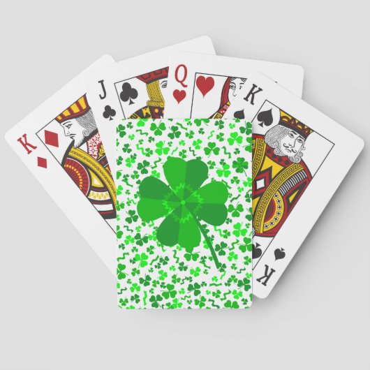 St Patrick's Day Lucky Shamrocks Confetti Pattern Spielkarten (Rückseite)