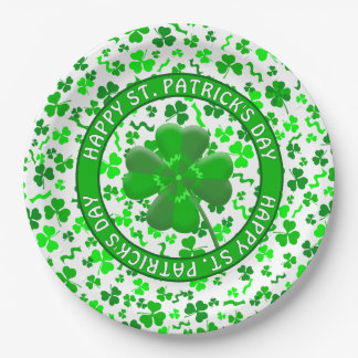 St Patrick's Day Lucky Shamrocks Personalized Pappteller