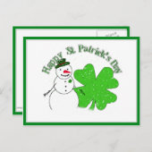 St Patrick's Day Lucky Snowman Postkarte (Vorne/Hinten)